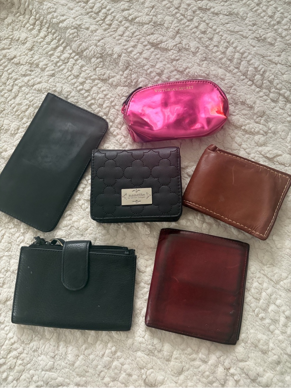 Victoria's Secret Pink Metallic Cosmetic Pouch with Assorted Wallets
